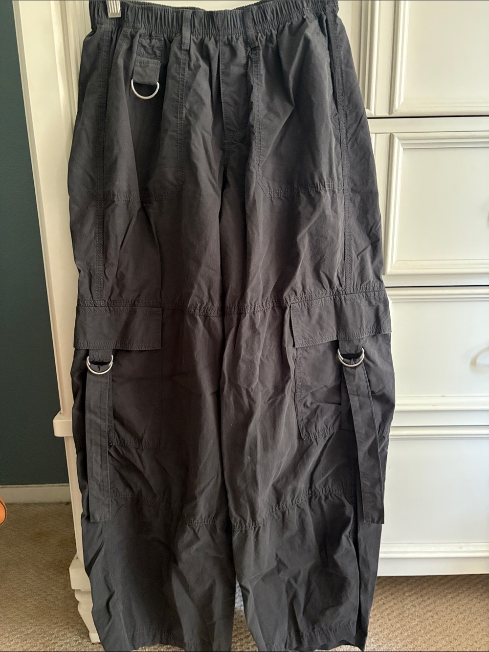Black Men's Cargo Pants with Utility Rings